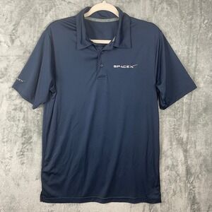 SpaceX Space Exploration Technologies Corp. Shirt Mens Large Blue Logo SS Polo